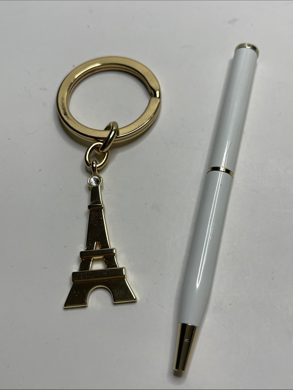 Coach Gold Eiffel Tower Keychain with Coach White Accent Pen